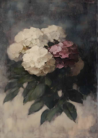 Hydrangeas in a Dark Setting