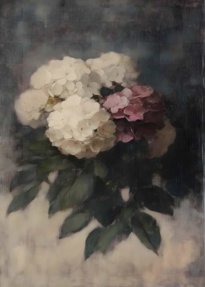Hydrangeas in a Dark Setting