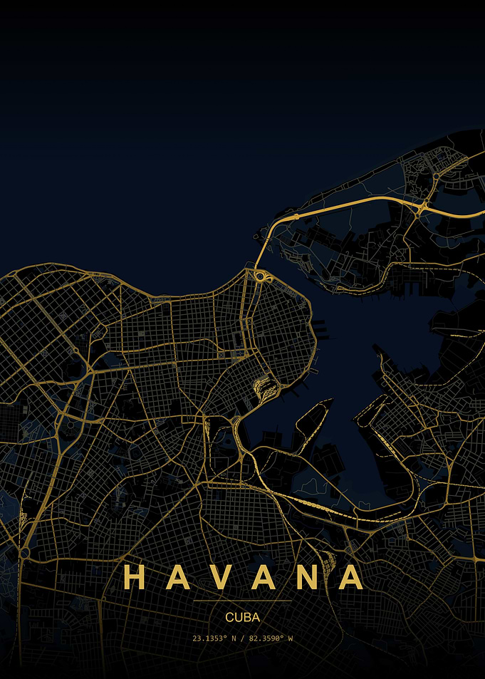 Havana City Map Art