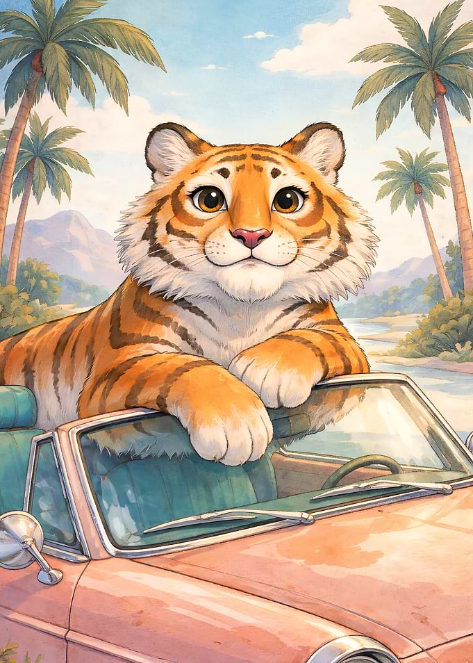 Tiger in a Convertible