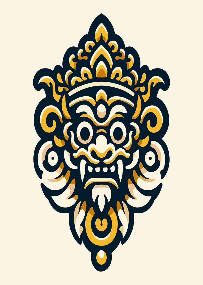 Ornate Balinese Barong Mask