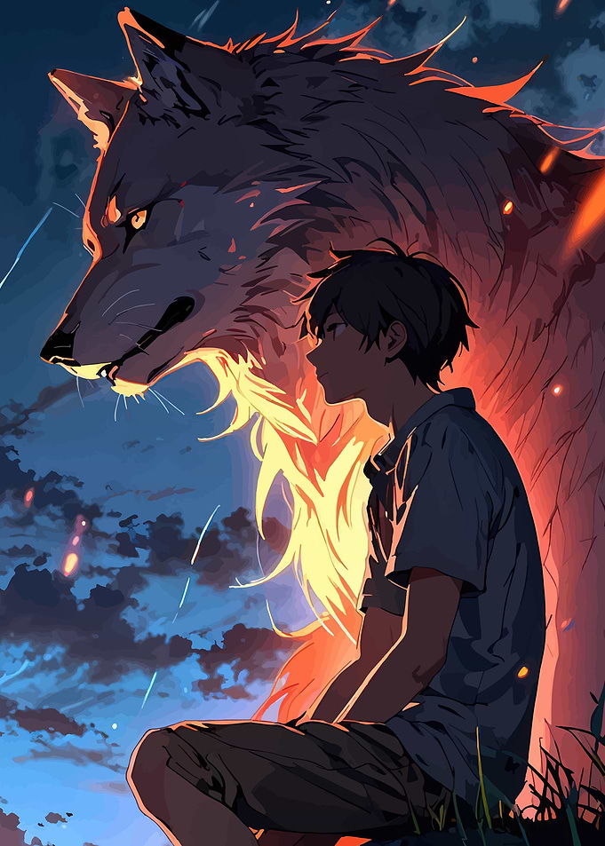 Boy and a Wolf Spirit