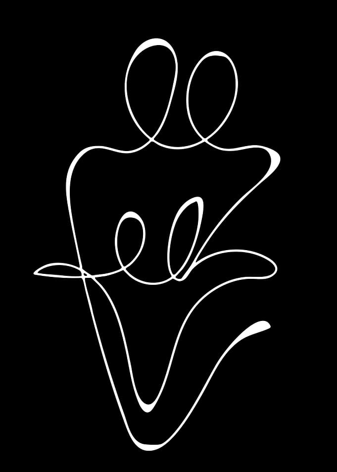 Abstract Couple Embrace Line Art