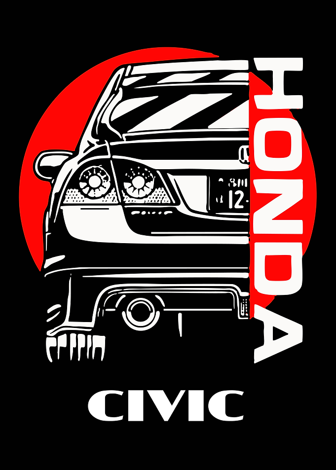 Honda Civic Rear View Art