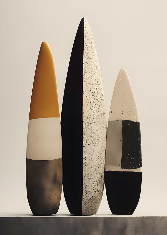Three abstract ceramic vases