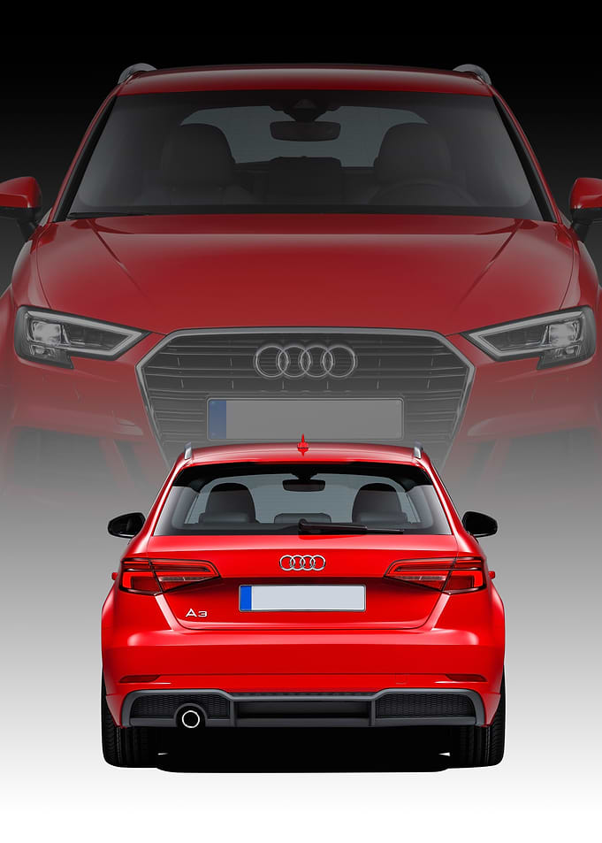 Red Audi A3 Sportback rear view