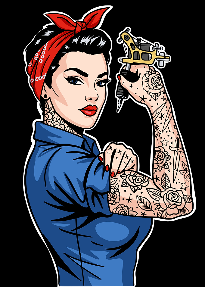Tattooed Woman with Tattoo Gun