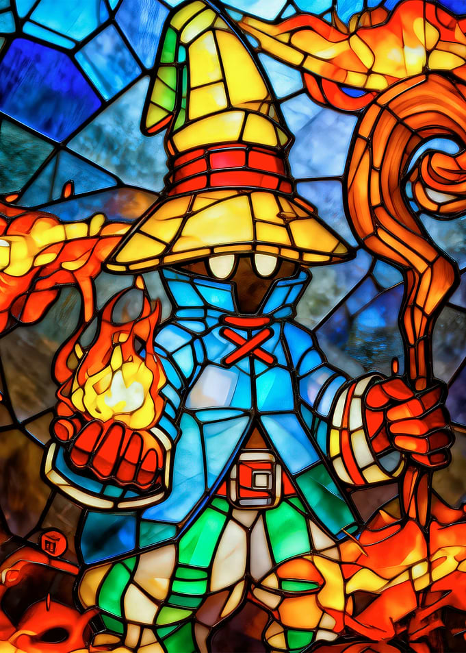 Black Mage Stained Glass Art