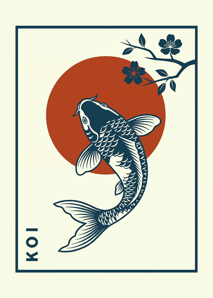 Japanese Koi Fish Zen Sun Art
