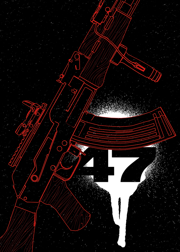 AK-47 Outline with Drip Art