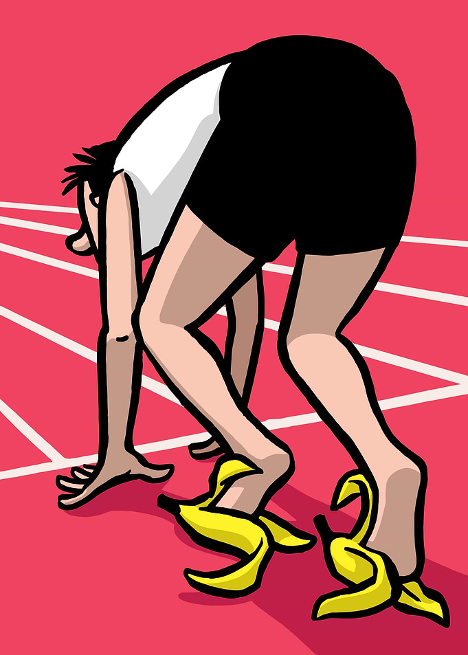 Runner with Banana Peel Shoes