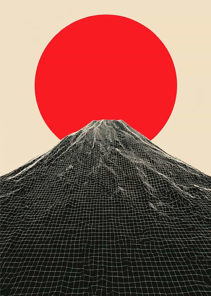 Mount Fuji with Red Sun