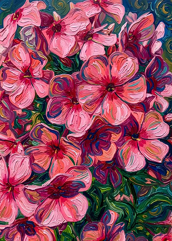 Impressionistic Pink Flowers Painting