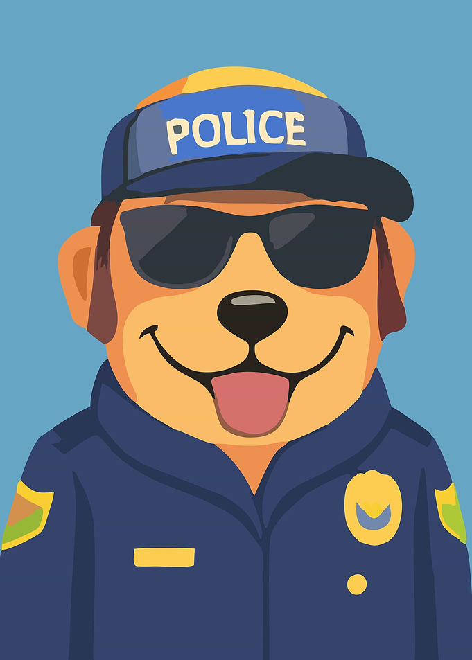 Cartoon Dog Police Officer