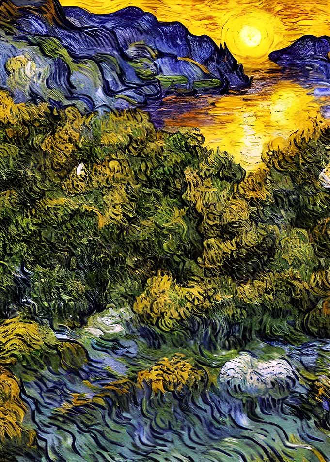 Van Gogh Style Sunset Landscape