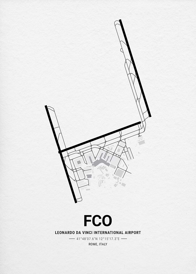 FCO Airport Map Poster
