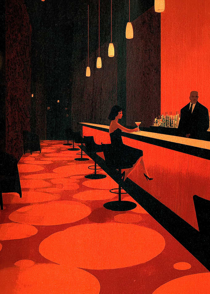 Woman at a retro bar
