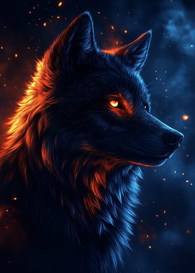 Fiery Wolf Portrait