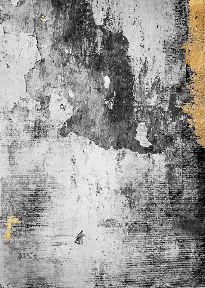 Abstract Textured Wall with Gold Accents