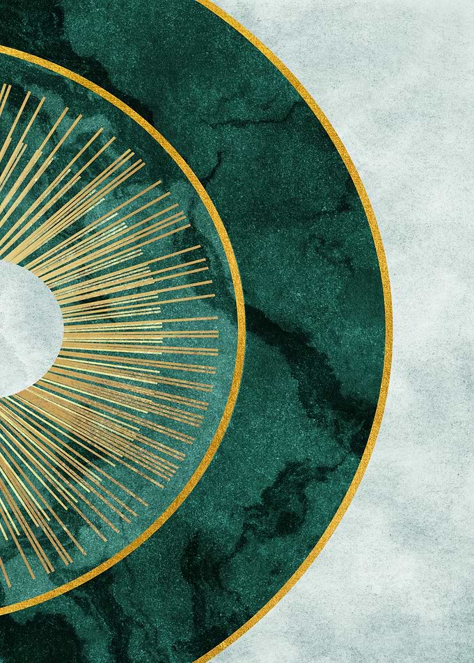Abstract Geometric Green and Gold Design