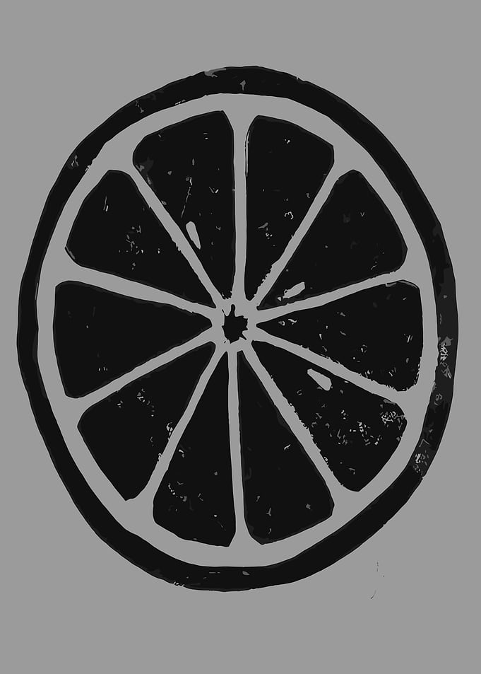Black and White Orange Slice Graphic