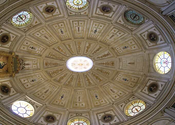Ornate Dome Interior with Stained Glass