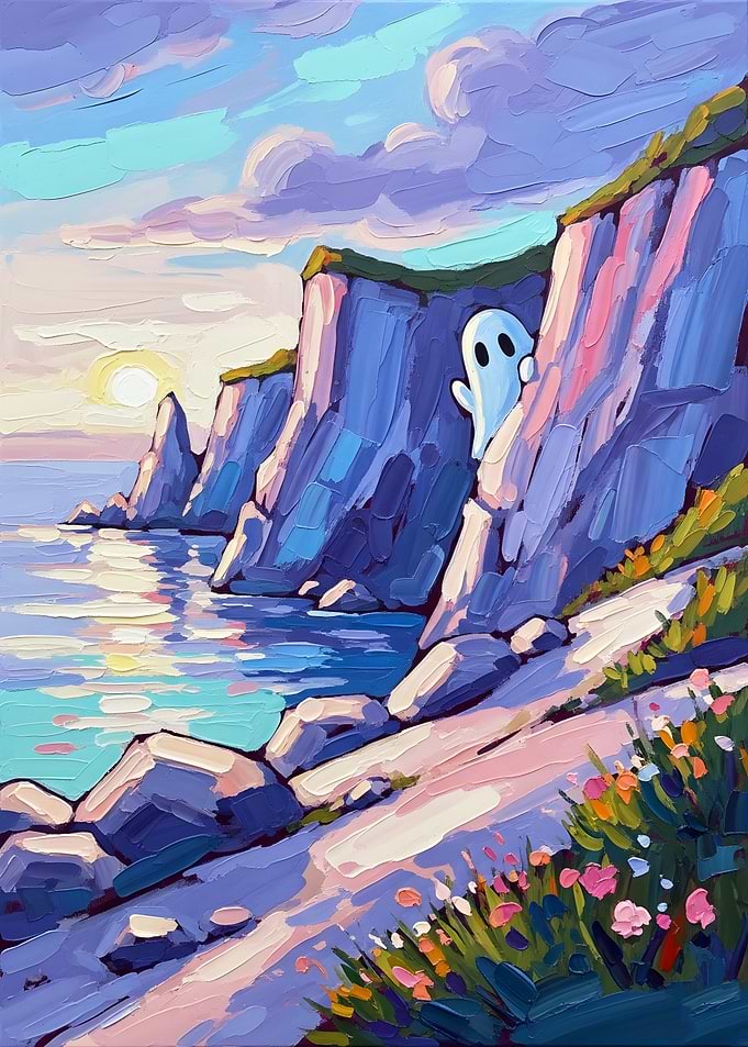 Ghost Peeking from Cliffside