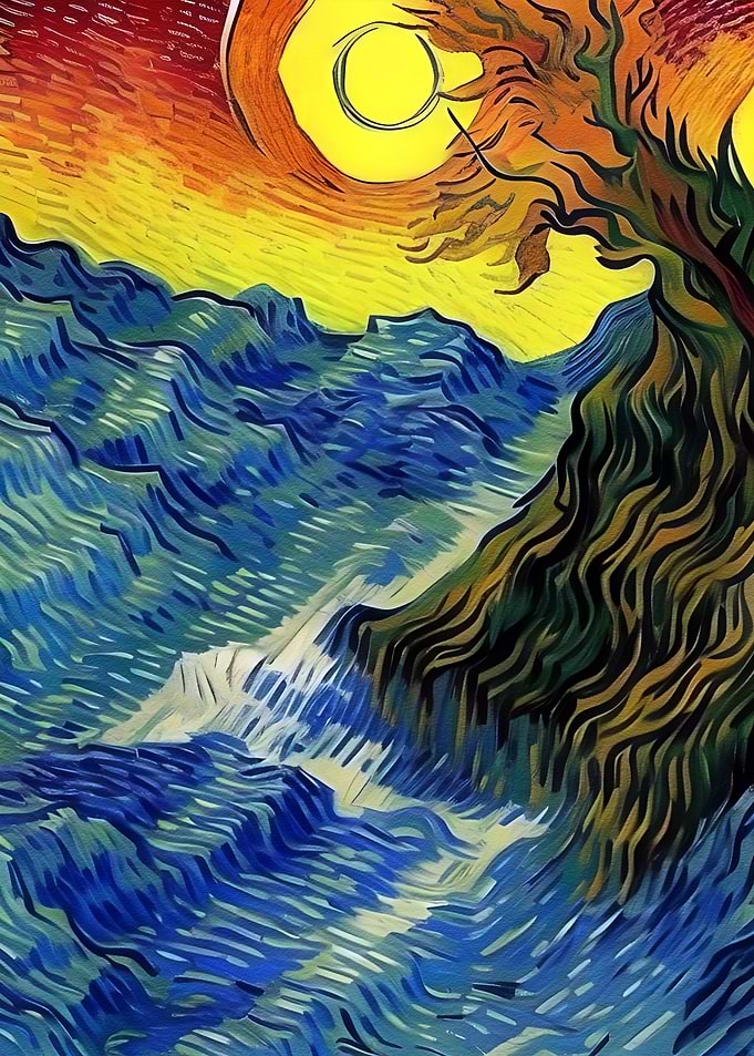 Vibrant Van Gogh-style Landscape