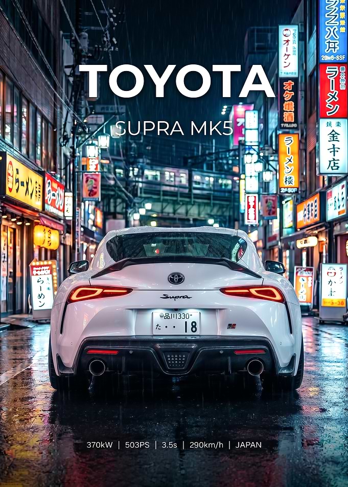 Toyota Supra MK5 in Rainy Tokyo Street