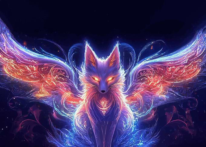 Glowing Fox with Fiery Wings