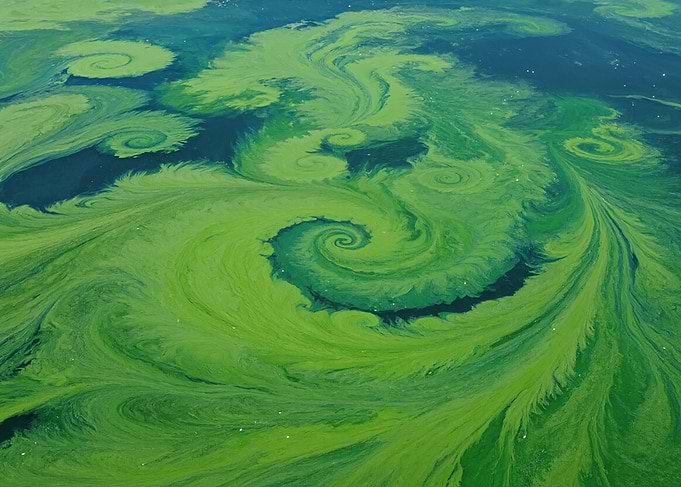 Swirling Green Algae Bloom