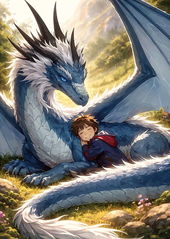 Dragon and Child Embrace