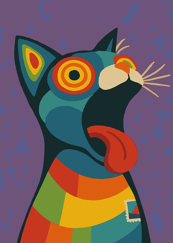 Psychedelic Cat Yawning