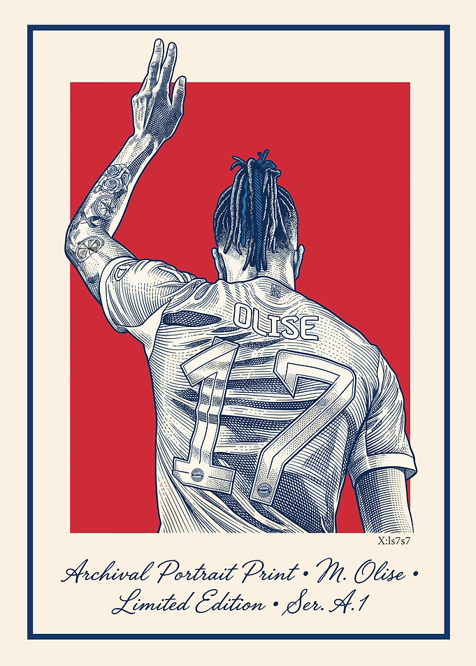 Michael Olise Archival Portrait Print