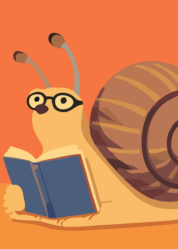 Snail Reading a Book with Glasses
