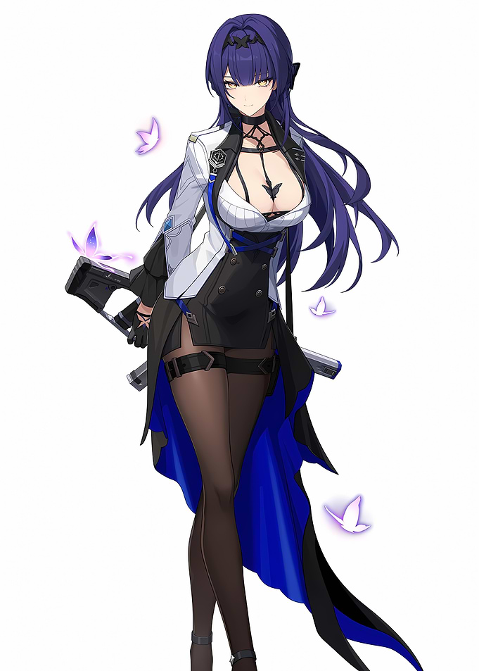 Anime Girl with Gun and Butterflies