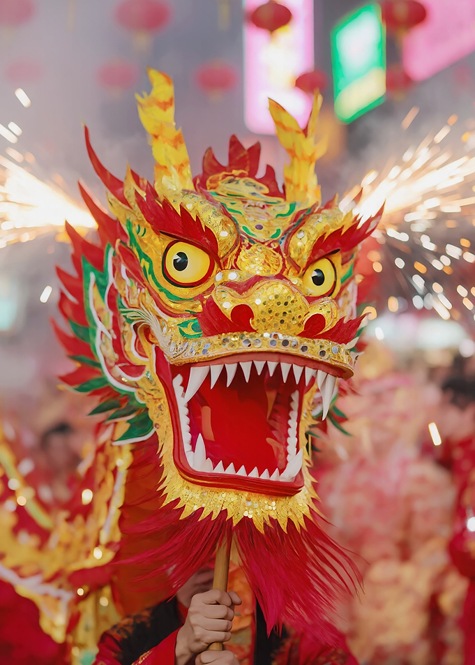 Dragon Dance with Fireworks