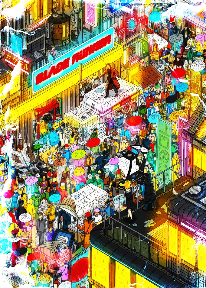 Blade Runner Isometric City Scene