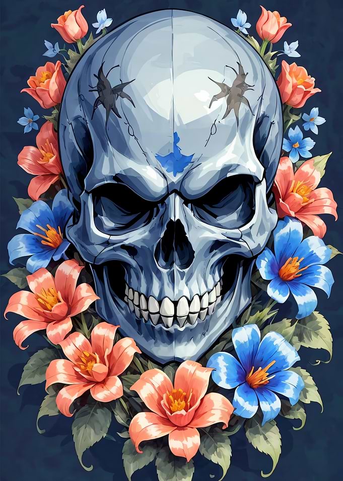 Skull with Flowers