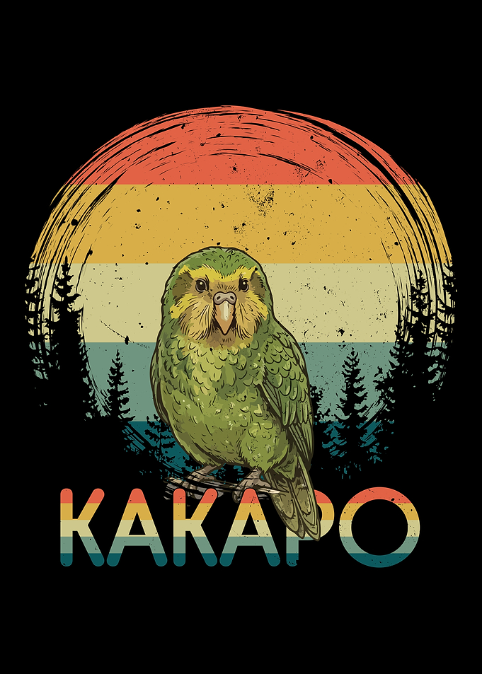 Kakapo Retro Sunset Forest