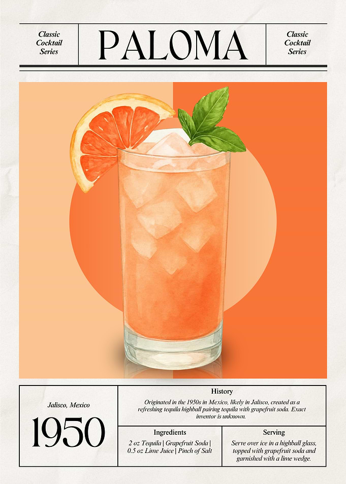 Vintage Paloma Cocktail – Classic 1950s Mexican Refreshment