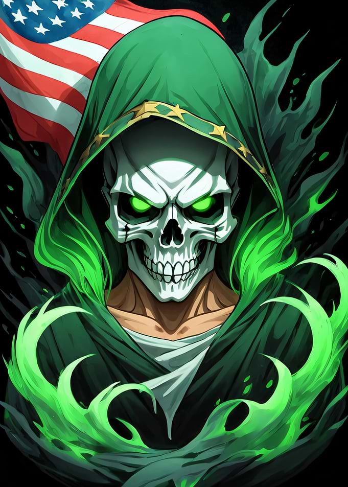 Grim Reaper with American Flag
