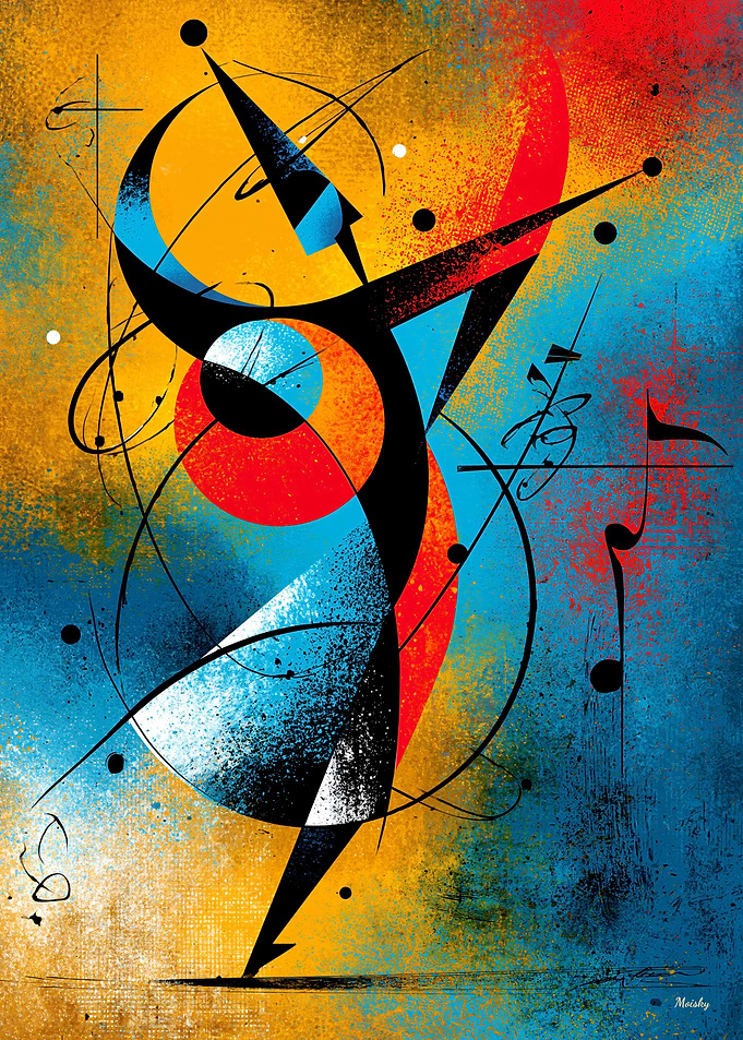 Geometric Cosmic Dance Modern Wall Art