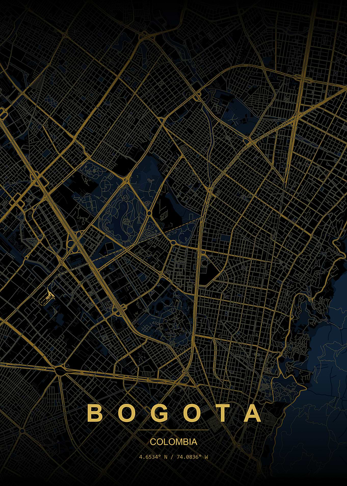 Bogota Colombia Map Art