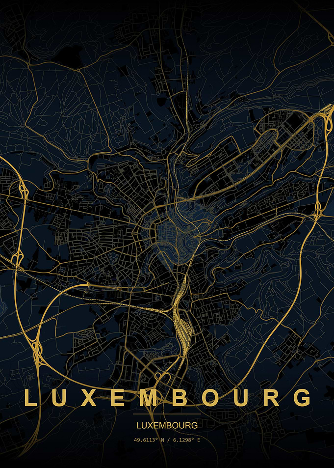 Luxembourg City Map Art