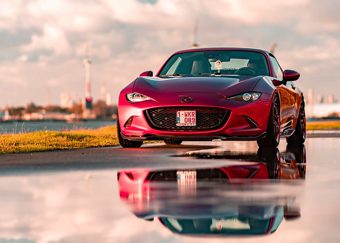 Red Mazda Miata Convertible Reflection