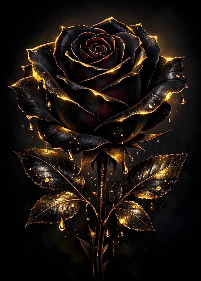 Black Rose Golden Drips