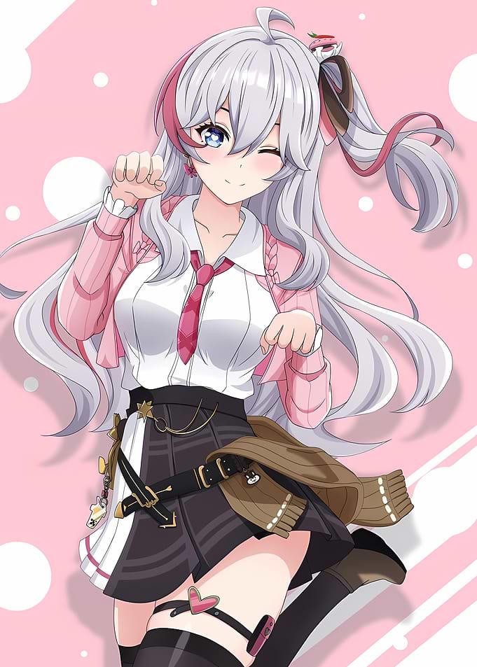 Anime Girl with Pink Jacket and Tie