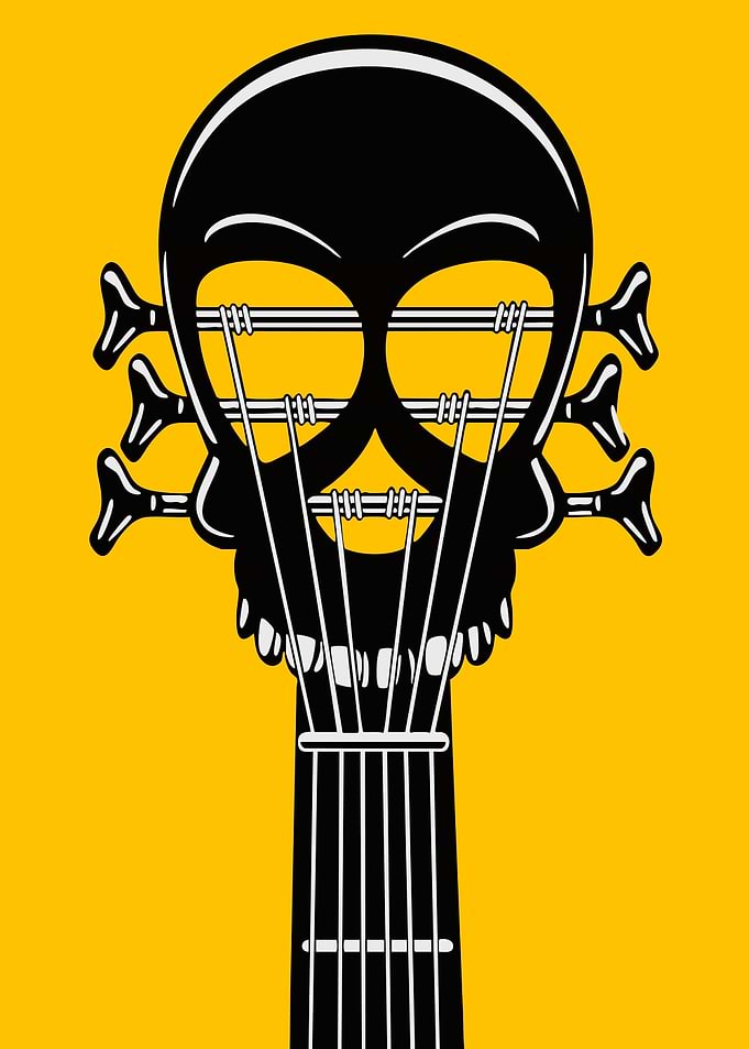 Skull Bass Guitar Headstock