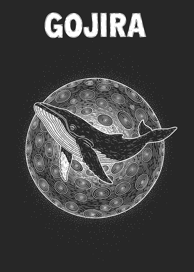 Gojira Whale Moon Art